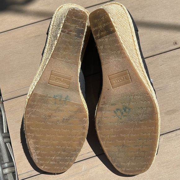 Toms Calypso Black Canvas Peep Toe Wedge Pump Espadrille -8.5 - Picture 7 of 7